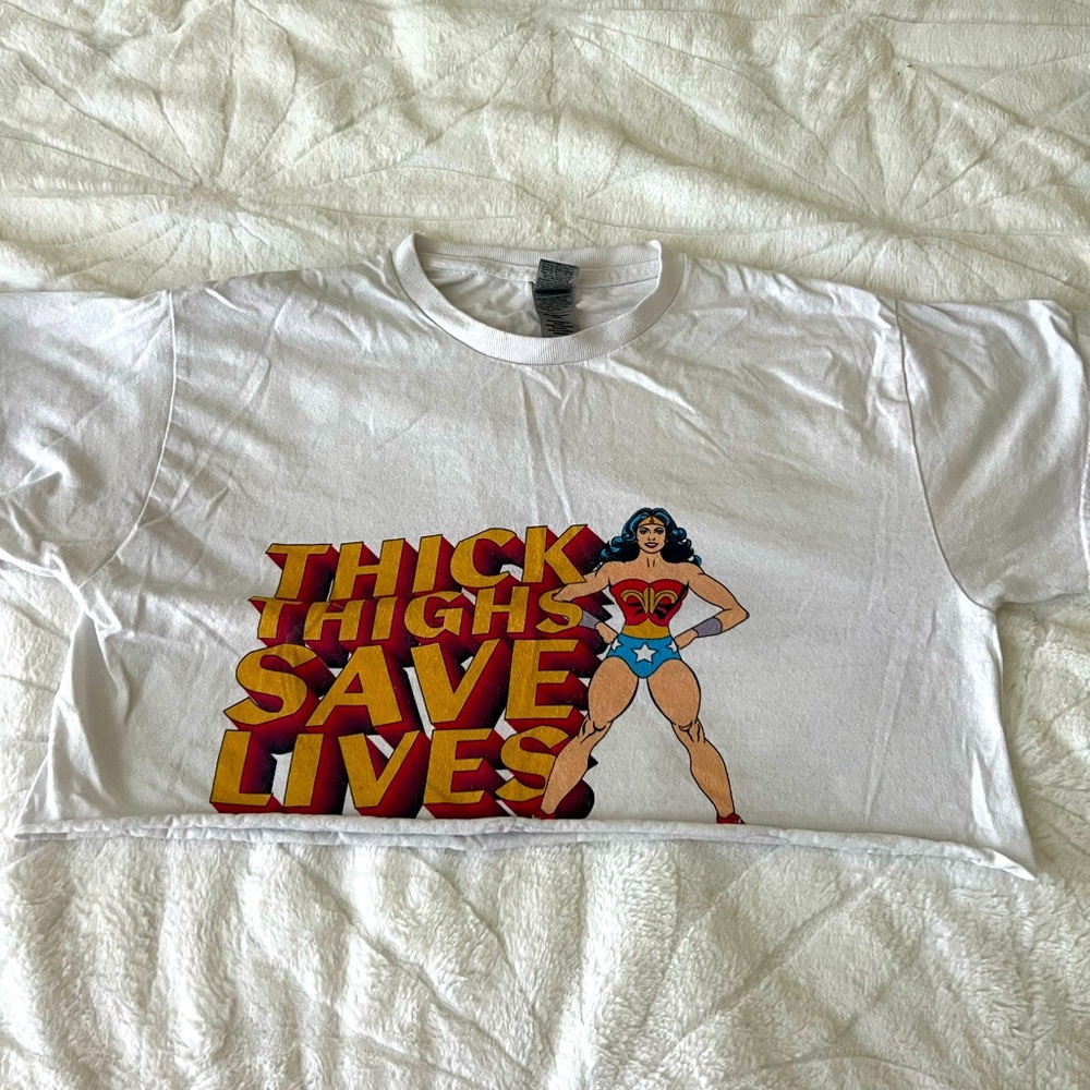 Thick thighs save lives crop tee